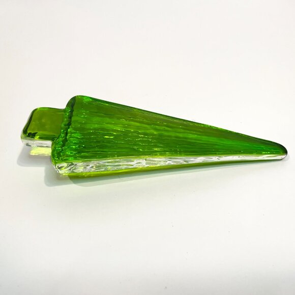 Green Glass Tree Paperweight Flat Back 3" x 1.5" x 7" - Picture 4 of 5